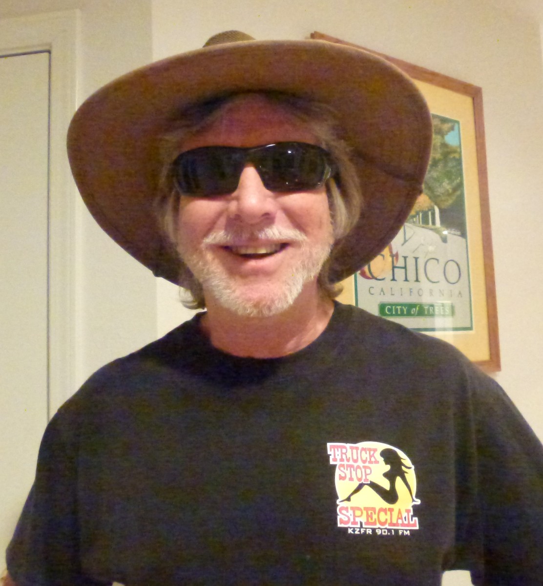 A KZFR volunteer host behind the microphone.